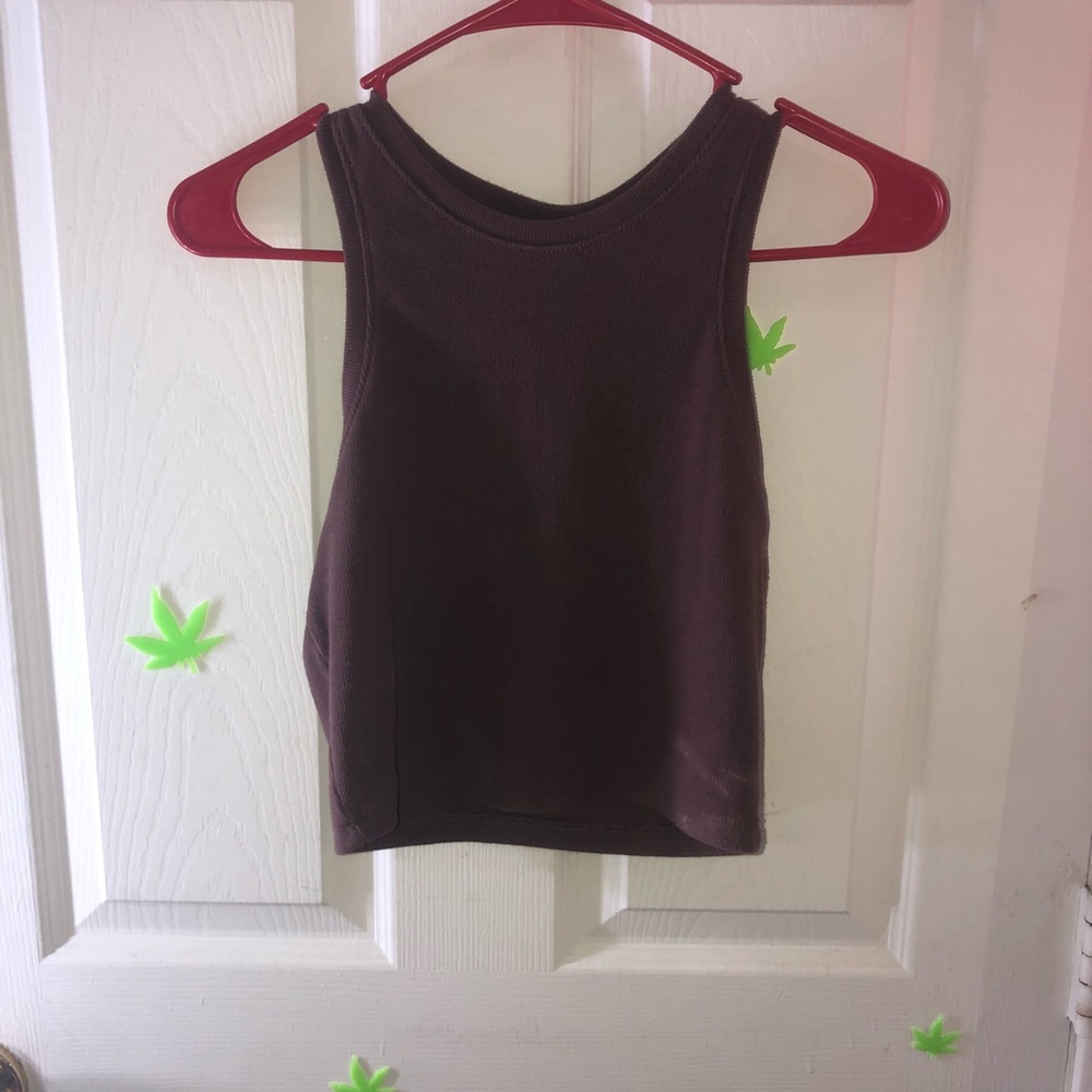 brown crop tank